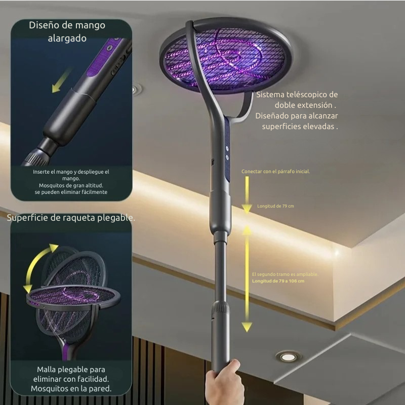 Raqueta Mata-Mosquitos Inteligente-Control total contra los insectos